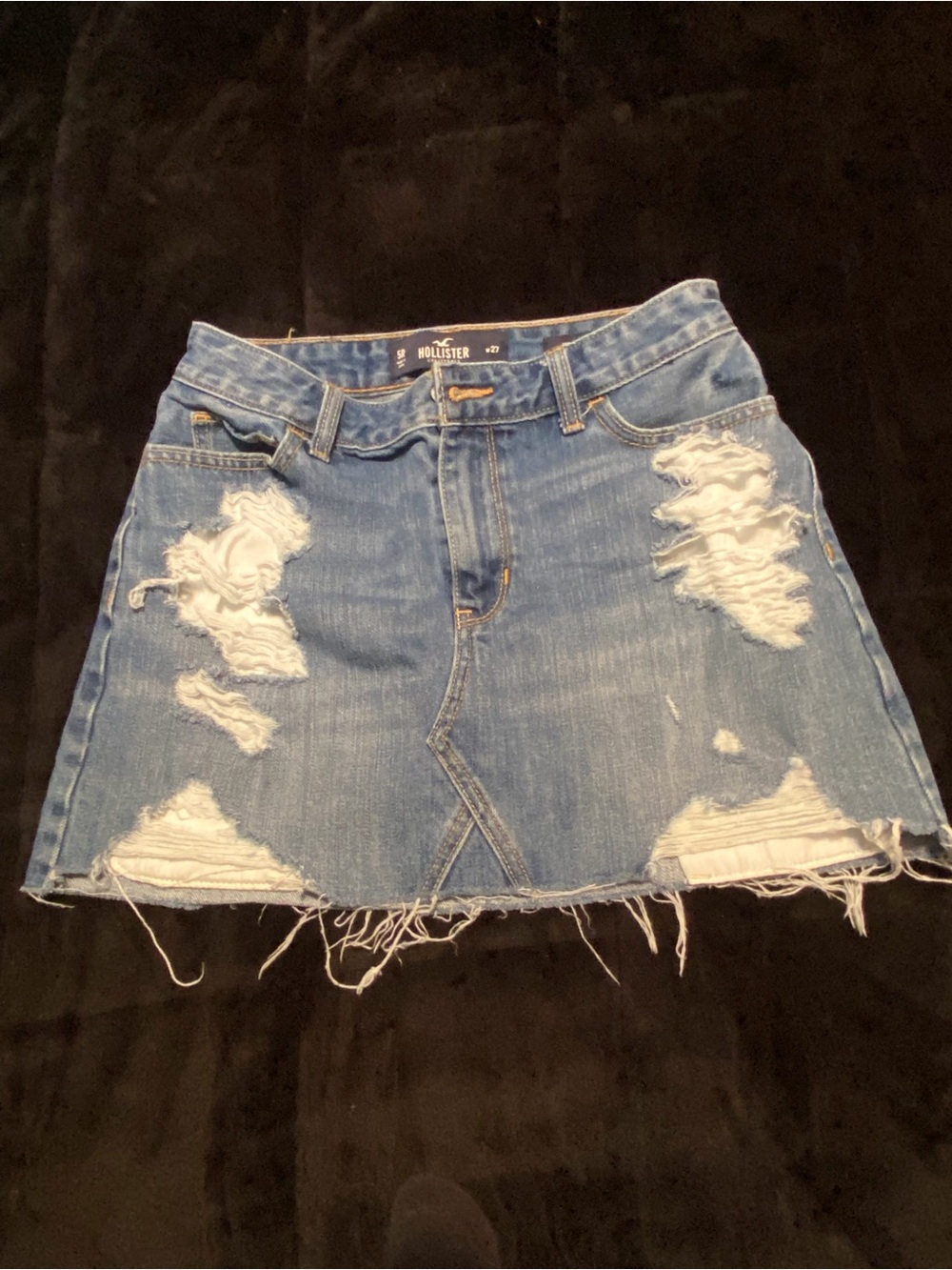 Hollister Light Blue Distressed Denim Mini Skirt